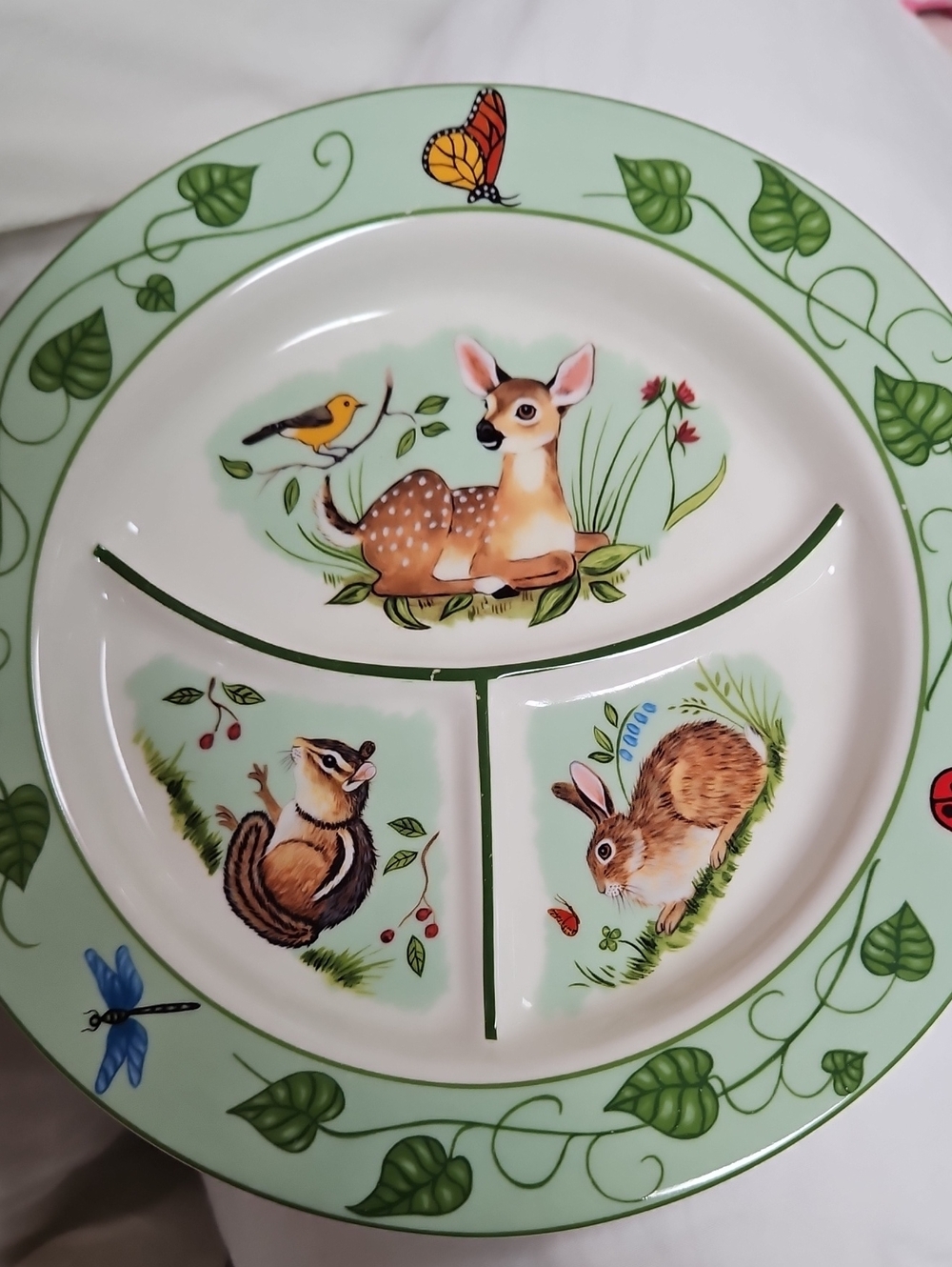 Children's Green Woodland Divided Plate - Lynn Chase
